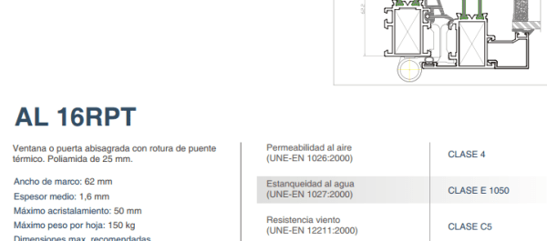 Extracto de ficha técnica AL16 RPT 